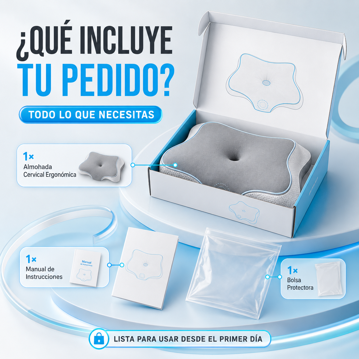 💤 Almohada Cervical Viscoelástica Pro + Diseño Ergonómico Mariposa + Confort Premium 🔥