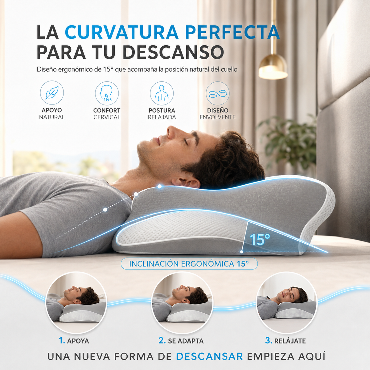 💤 Almohada Cervical Viscoelástica Pro + Diseño Ergonómico Mariposa + Confort Premium 🔥