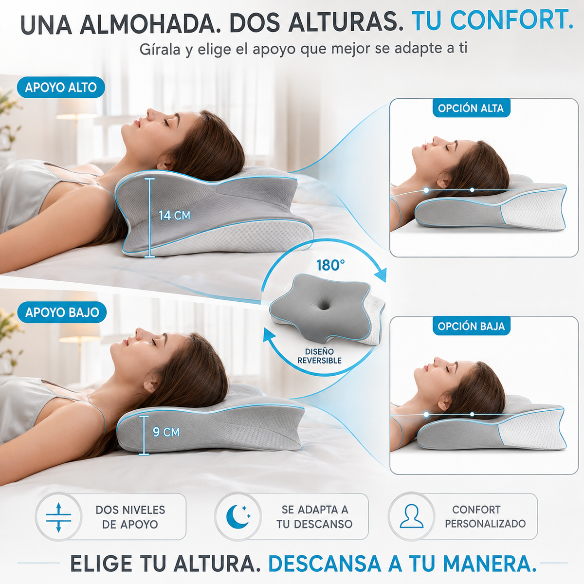 💤 Almohada Cervical Viscoelástica Pro + Diseño Ergonómico Mariposa + Confort Premium 🔥